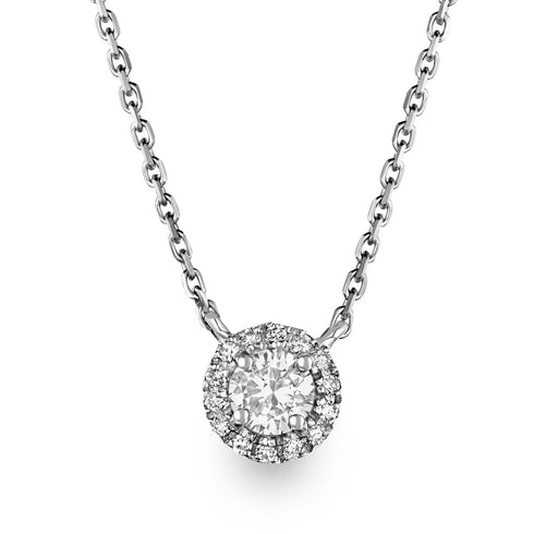 0.40ct Lab Diamond Halo Necklace in 9K White Gold G/Vs